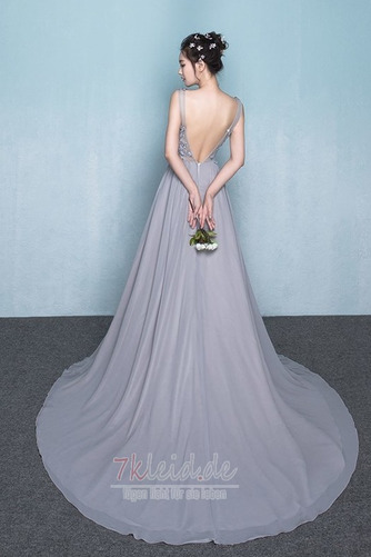 Elegant Chiffon V-Ausschnitt Rückenfrei Ärmellos Frühling Brautjungfernkleid - Seite 2