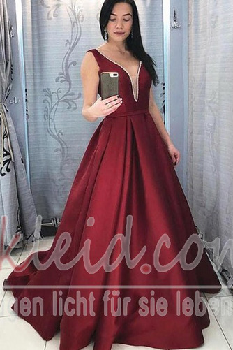 Ballkleid Rückenfrei Schlicht Lange V-Ausschnitt Tiefer V-Ausschnitt - Seite 1