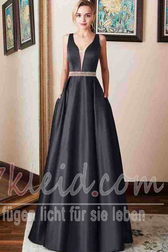 Abendkleid Rückenfrei Natürliche Taille Satin Ärmellos Drapierung - Seite 7