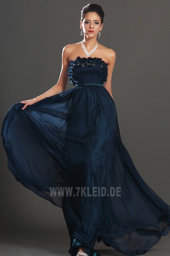 Dunkelblau edel Kleine Größe Ärmellos Natürliche Taille Abendkleid - Seite 1