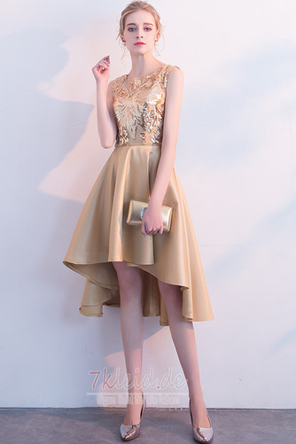 Natürliche Taille Pailletten Juwel Herbst Asymmetrisch Cocktailkleid - Seite 4
