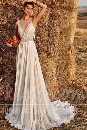 Brautkleid Applike A-Linie Strand Herbst Jahr 2023 Natürliche Taille - Seite 1