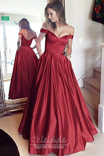 Ärmellos Satin Tasche Natürliche Taille A-Linie Rückenfrei Ballkleid - Seite 1