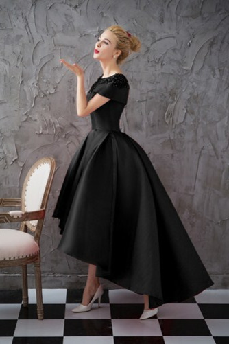 Kurze Ärmel Jahr 2019 Asymmetrisch Satin Juwel Vintage Cocktailkleid - Seite 8