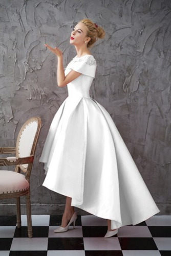 Kurze Ärmel Jahr 2019 Asymmetrisch Satin Juwel Vintage Cocktailkleid - Seite 11