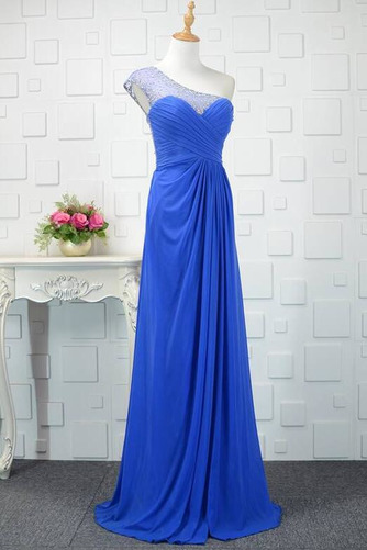 Natürliche Taille Falte Mieder Pick-Ups Elegant Chiffon Sweep Zug Abendkleid - Seite 2