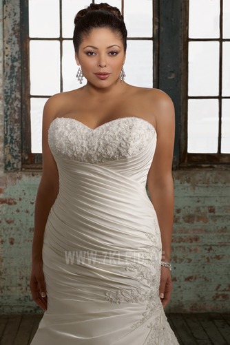 Herz-Ausschnitt Kirche Vintage Puffy Meerjungfrau Seite Drapiert Brautkleid - Seite 3