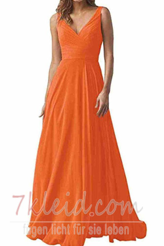 Abendkleid Chiffon Rücken Schnürung V-Ausschnitt Natürliche Taille - Seite 7