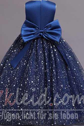 Blumenmädchenkleid A-Linie Bodenlang Ärmellos Schmetterlingsknoten Natürliche Taille - Seite 5