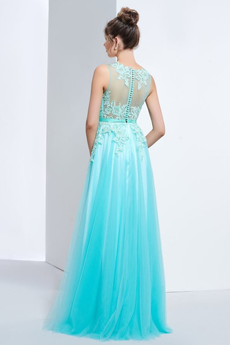 Elegant Spitzen-Overlay Drapierung A-Linie Rückenfrei Ballkleid - Seite 2