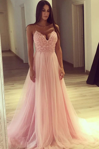 Ballkleid Sommer Drapierung Ärmellos Tüll Birneförmig Elegant - Seite 1