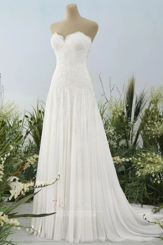 Brautkleid Applike Elegant Rückenfrei Strand Ärmellos Mittelgröße - Seite 1