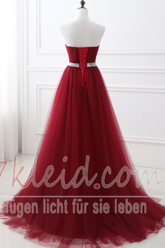 Ballkleid Tüll Perlengürtel Natürliche Taille Gerüscht Rücken Schnürung - Seite 3