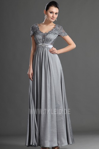 Reißverschluss Kurze Ärmel Birneförmig Chiffon Elegant Abendkleid - Seite 5