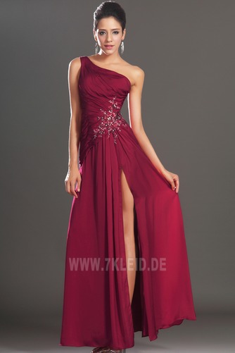 schlank Tiefe Taille Dunkelrot Split vorne Mitte Rücken Ballkleid - Seite 3