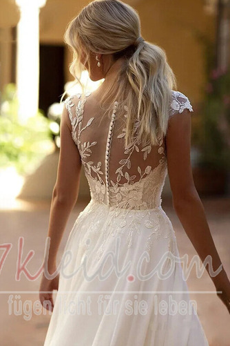Brautkleid Strand Elegant Tiefer V-Ausschnitt Bodenlang Sommer - Seite 3