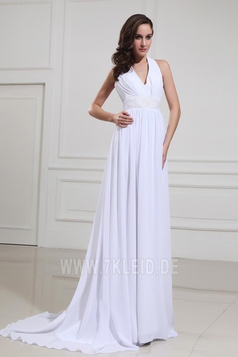 Empire Taille Weiß Bodenlang Schick Empire Outdoor Brautkleid - Seite 2