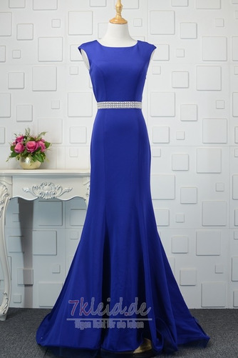 Meerjungfrau Elegant Perlengürtel Rückenfrei Sweep Zug Satin Abendkleid - Seite 1