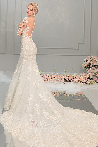Natürliche Taille Sommer Spitzen-Overlay Durchsichtige Ärmel Sexy Brautkleid - Seite 5