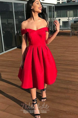 Drapierung Natürliche Taille Satin A-Linie Ärmellos Schlicht Cocktailkleid - Seite 2