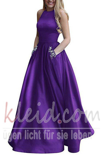 Juwel Knöchellang edel Satin Natürliche Taille Frühling Ballkleid - Seite 9