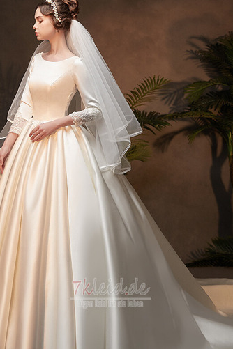 Brautkleid Lange Ärmel A-Linie Vintage Natürliche Taille Bördeln - Seite 3