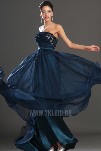 Dunkelblau edel Kleine Größe Ärmellos Natürliche Taille Abendkleid - Seite 3