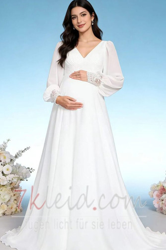 Brautkleid Strand Chiffon V-Ausschnitt Frühling Empire Taille - Seite 2