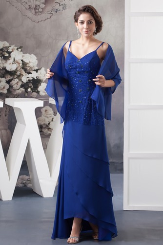 Chiffon Schick Spaghettiträger Asymmetrisch Frühling Brautmutterkleid - Seite 1