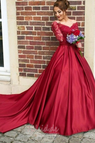 Frühling Spitzen-Overlay Spitze Sittsame A-Linie Lange Ballkleid - Seite 1