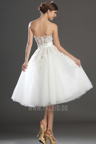 Prinzessin Natürliche Taille Weiß Rechteck Tüll Spitze Brautkleid - Seite 6