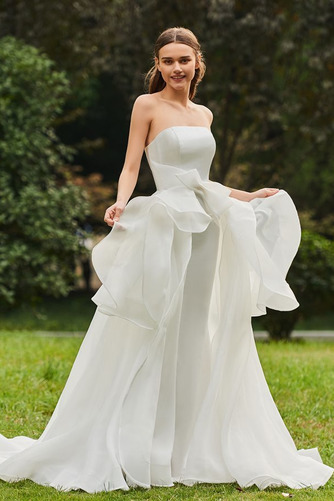 im Freien Pick-Ups Frühling Sexy Natürliche Taille Satin Brautkleid - Seite 1