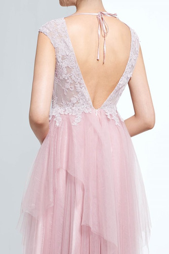 Natürliche Taille Luxus Asymmetrisch Spitze Spitzen-Overlay Sommer Ballkleid - Seite 5