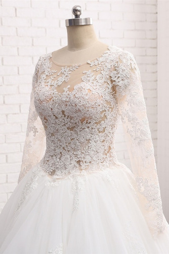Brautkleid A-Linie Halle Durchsichtige Ärmel Umgedrehtes Dreieck - Seite 6