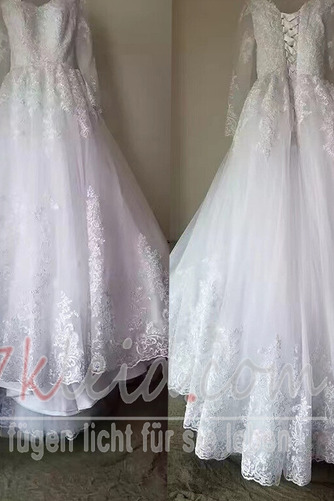 Brautkleid Halle Frühling Lange Ärmel A-Linie Satin Rücken Schnürung - Seite 2