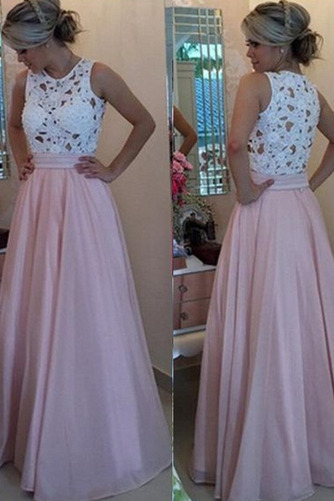 Abendkleid A-Linie Ärmellos Luxus Drapierung Chiffon Bodenlang - Seite 1