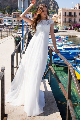 Brautkleid Übergröße Chiffon Drapierung Bateau Strand Rücken Schnürung - Seite 1