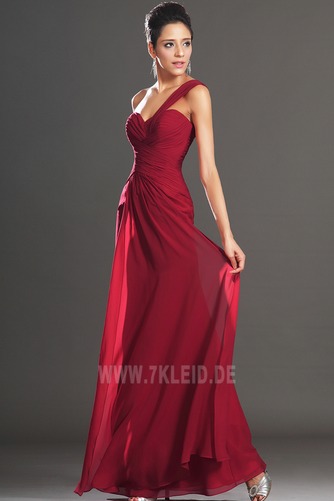 Ein Schulter Chiffon Elegant Rubin Dünn Natürliche Taille Abendkleid - Seite 2