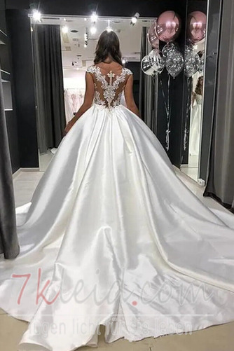 Brautkleid Formell Tiefer V-Ausschnitt Satin Halle Mittelgröße - Seite 2