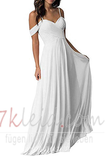 Abendkleid Chiffon A-Linie Schlicht Schulterfrei Tiefer V-Ausschnitt - Seite 8