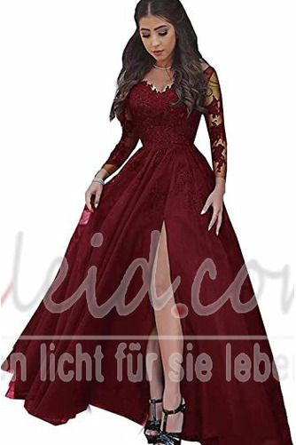 Abendkleid Winter Rückenfrei Natürliche Taille Spitze A-Linie - Seite 6