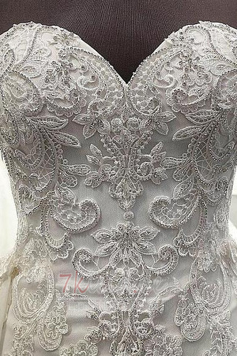 Schmuck dekorativ Mieder Lange Spitzen-Overlay Tüll Brautkleid - Seite 3