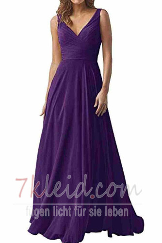 Abendkleid Chiffon Rücken Schnürung V-Ausschnitt Natürliche Taille - Seite 14