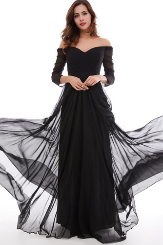 Schulterfrei sieben Ärmellänge Elegant Knöchellang Chiffon Abendkleid - Seite 5