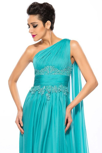 Mittelgröße Ein Schulter Sommer Ärmellos A-Linie Chiffon Abendkleid - Seite 6