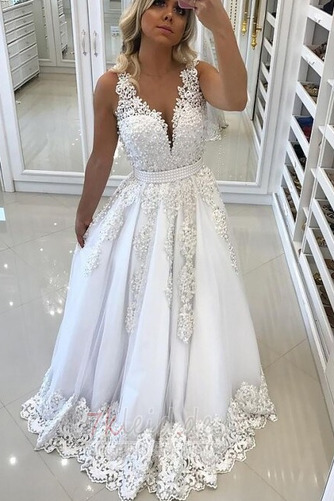 Brautkleid Jahr 2019 Strand V-Ausschnitt Bördeln Kapelle Schleppe - Seite 1