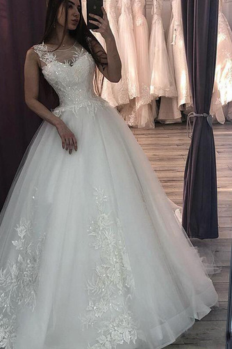 Brautkleid Sommer Bateau Bördeln Natürliche Taille Formell Mittelgröße - Seite 1