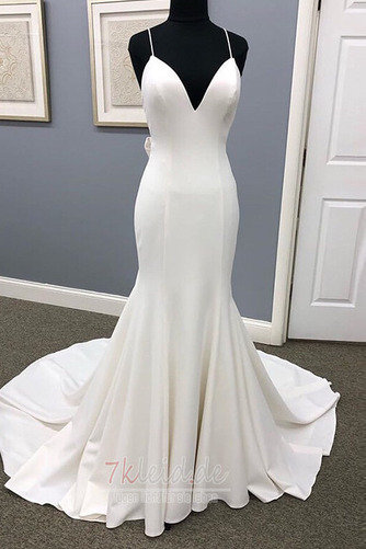 Brautkleid Satin Meerjungfrau Natürliche Taille Schlicht Gericht Schleppe - Seite 1