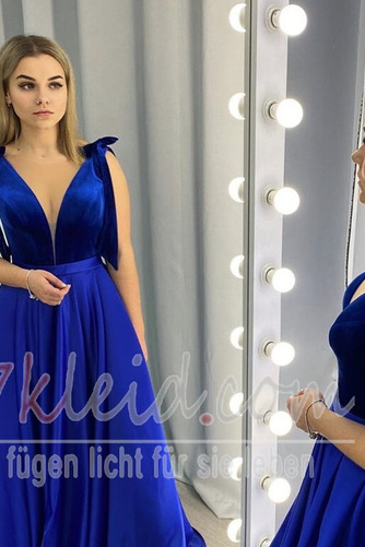 Abendkleid Satin Tiefer V-Ausschnitt Sweep Zug Reißverschluss - Seite 2