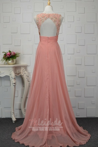 Schlüsselloch Rücken Juwel Elegant Bördeln Chiffon Brautjungfernkleid - Seite 2